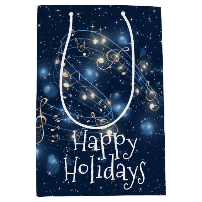 Music Notes and Holiday Lights  Medium Gift Bag (Front)