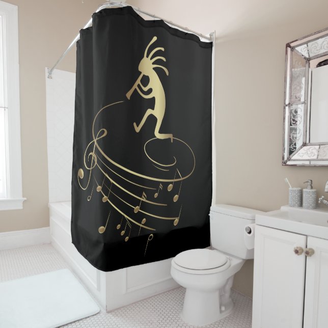 Music Notes and Kokopelli Shower Curtain (In Situ)