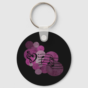 Music notes and polka dots – pink keychain