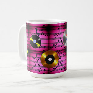 Music Notes and Records Coffee Mug