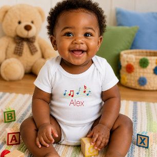 Music notes baby bodysuit