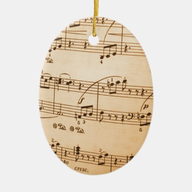 Music Notes Background Ceramic Ornament (Front)