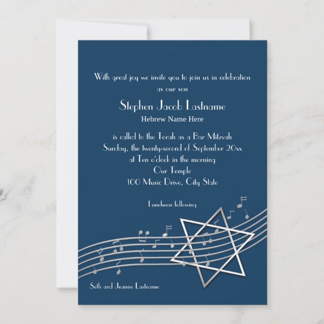 Music Notes Bar Mitzvah Custom5 Invitation (Front)