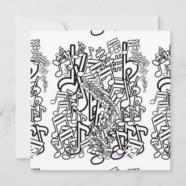 Music Notes Birthday Activity Colouring Card (Front)