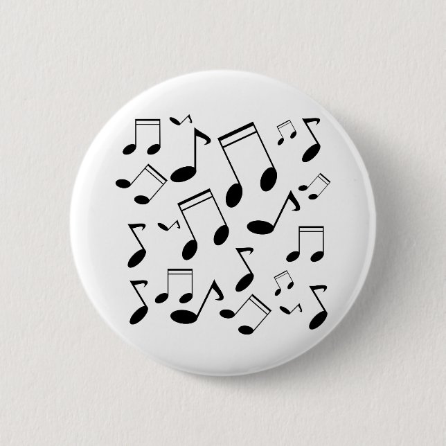 Music notes black 2 inch round button (Front)