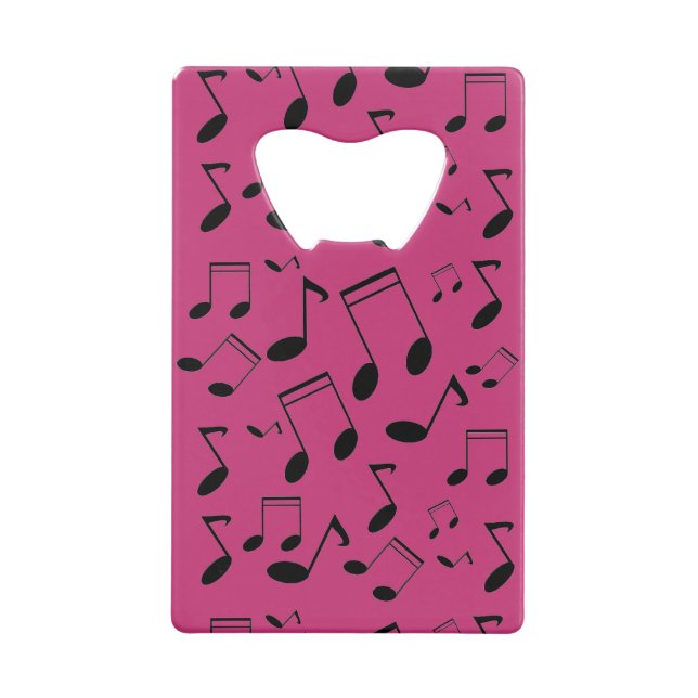 Music notes black credit card bottle opener (Back)