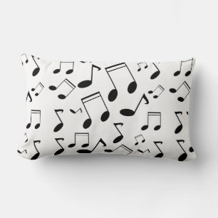 Music notes black lumbar pillow