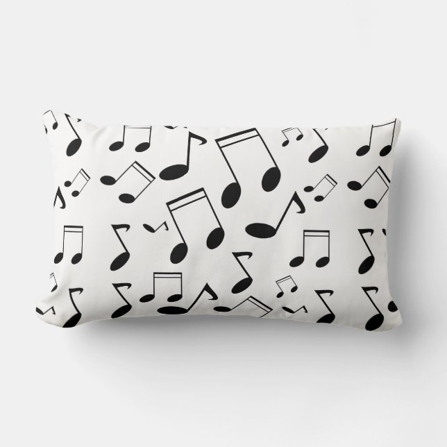 Music notes black lumbar pillow (Front)