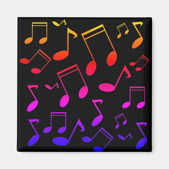 Music notes black Rainbow colours Magnet (Front)