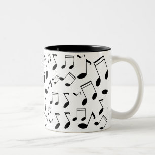 Music notes black Two-Tone coffee mug
