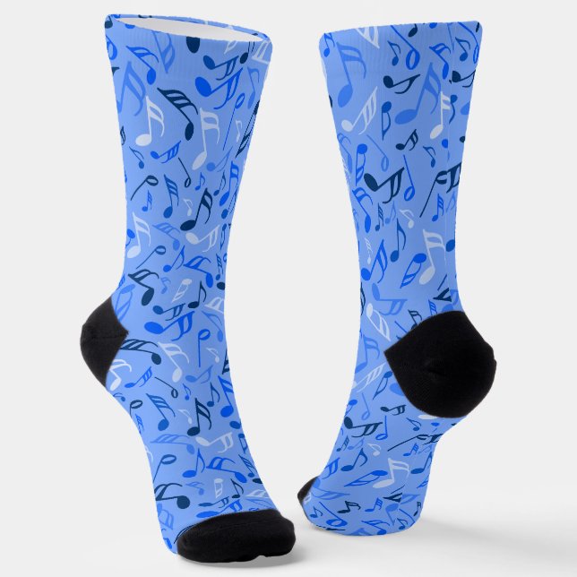 Music Notes Blue Socks (Angled)