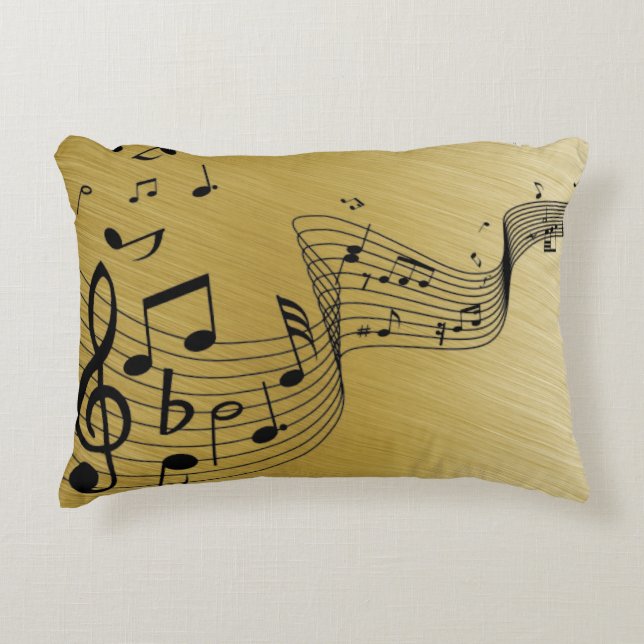 Music Notes Brushed Gold  Accent Pillow (Front)