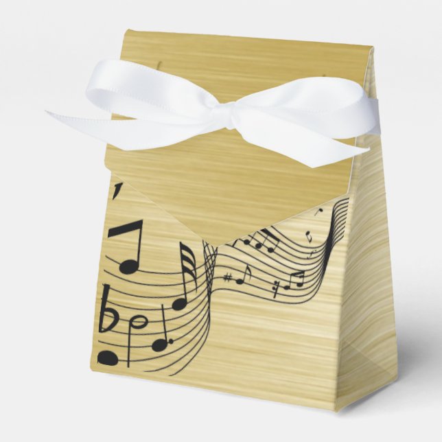 Music Notes Brushed Gold  Favor Box (Front Side)