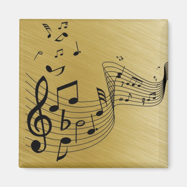 Music Notes Brushed Gold  Magnet (Front)