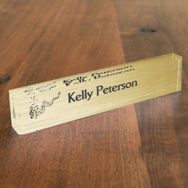 Music Notes Brushed Gold  Nameplate (Side)