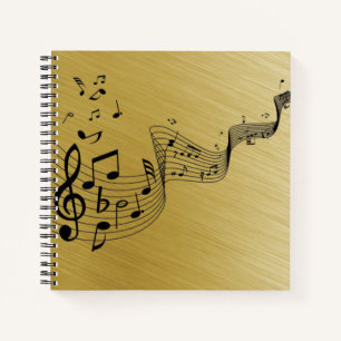 Music Notes Brushed Gold  Notebook