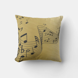 Music Notes Brushed Gold  Outdoor Pillow