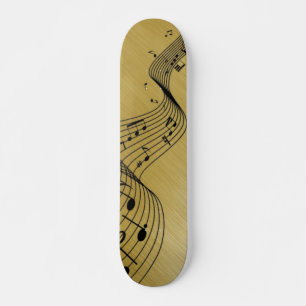 Music Notes Brushed Gold  Skateboard