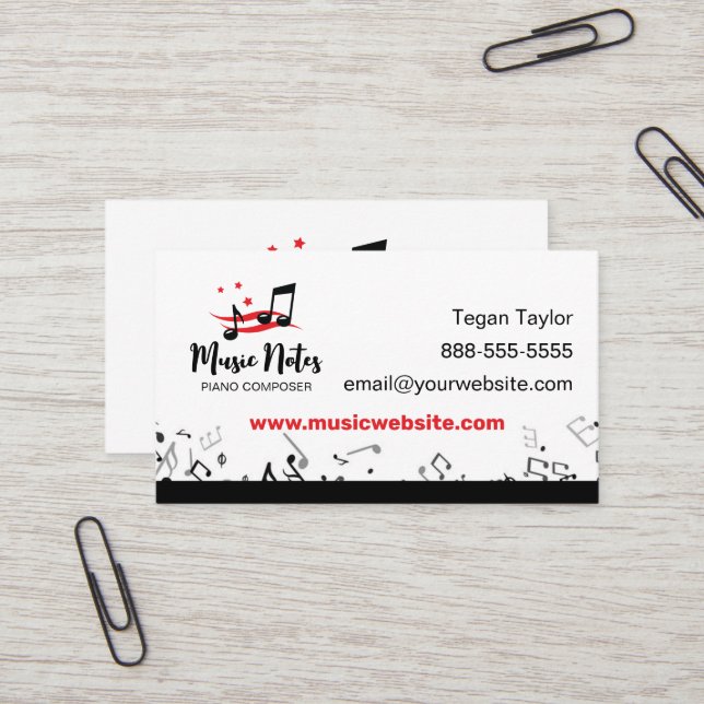 Music Notes Business Card (Front/Back In Situ)