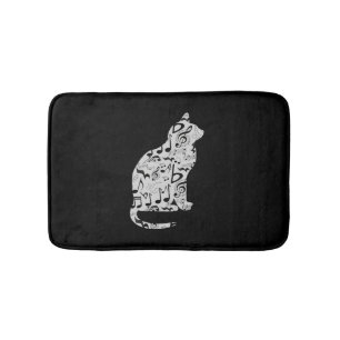 Music Notes Cat Lover - Minimalist Musician Bath Mat