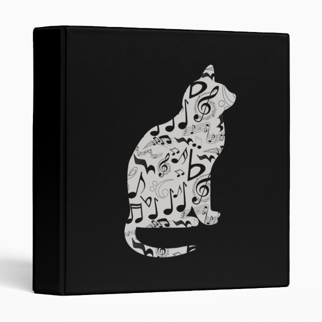 Music Notes Cat Lover - Minimalist Musician Binder (Front/Spine)