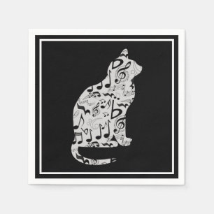Music Notes Cat Lover - Minimalist Musician Napkin