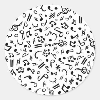 music notes classic round sticker