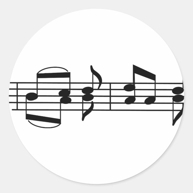 Music Notes Classic Round Sticker (Front)