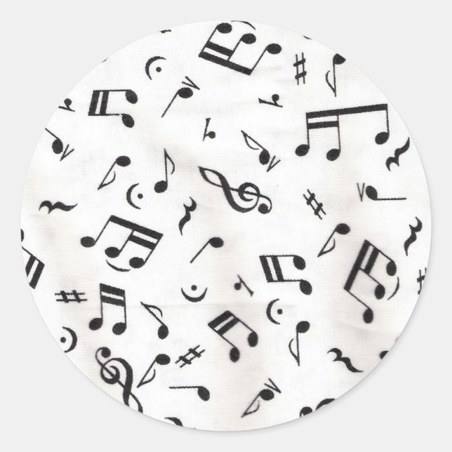 Music Notes Classic Round Sticker (Front)