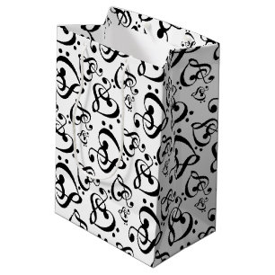 Music Notes Clef Hearts Medium Gift Bag