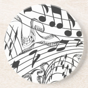 MUSIC NOTES-COASTER-WHITE COASTER