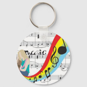 Music notes colors keychain