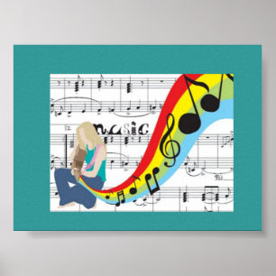 Music notes colors poster