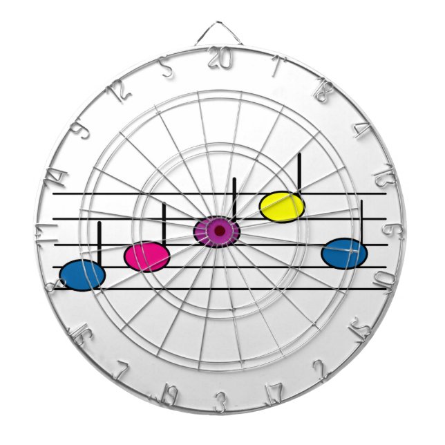 Music Notes Colourful Dartboard (Front)