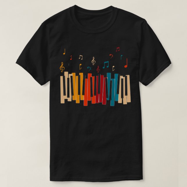 Music Notes Colourful Keyboard Piano Pullover  (Design Front)