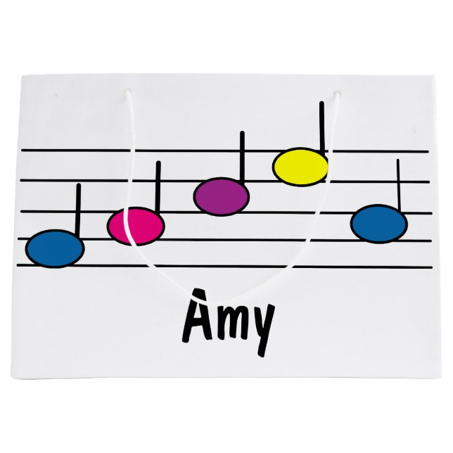 Music Notes Colourful Pretty Personalize Large Gift Bag (Front)