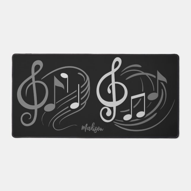 Music Notes custom name Desk Mat (Front)