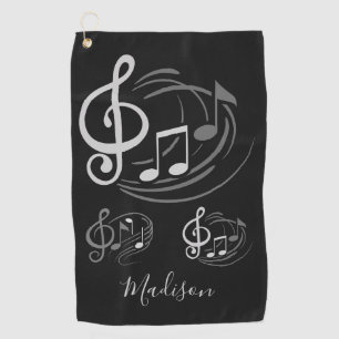 Music Notes custom name golf towel