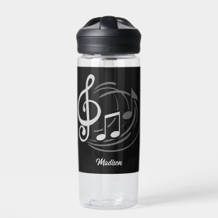 Music Notes Custom name Water Bottle