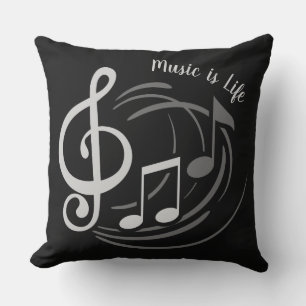 Music Notes custom text throw pillows