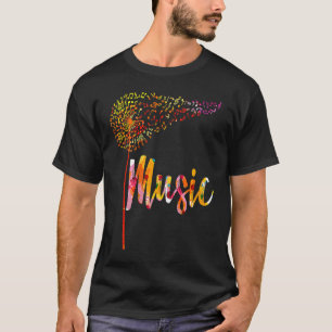 Music Notes Dandelion Flower For Men Women T-Shirt