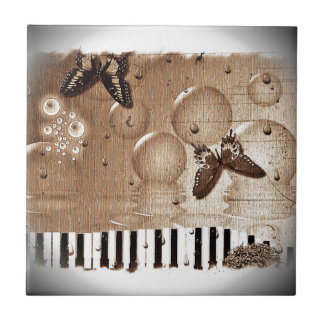 Music Notes Destiny Colourful Butterfly Nature Tile