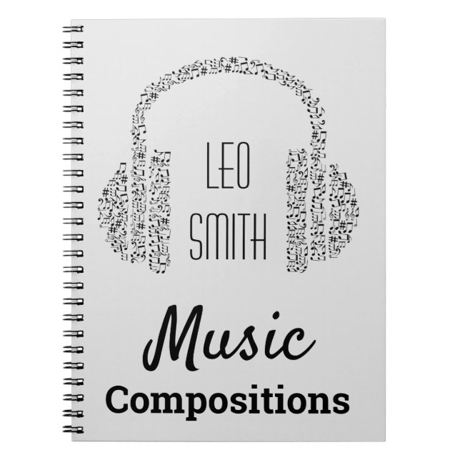 Music notes DJ headphones modern Notebook (Front)