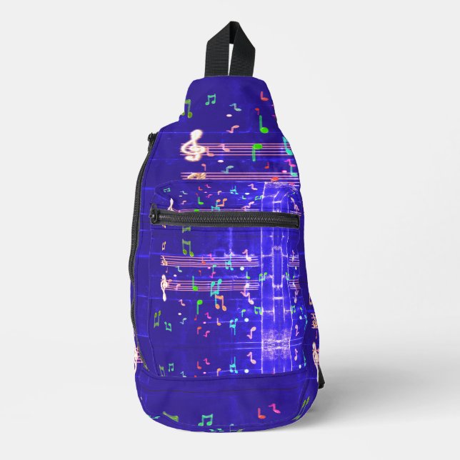Music Notes Elegant Blue var 3 Sling Bag (Front)