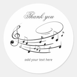 Music Notes Elegant Piano Recital & Program Classic Round Sticker