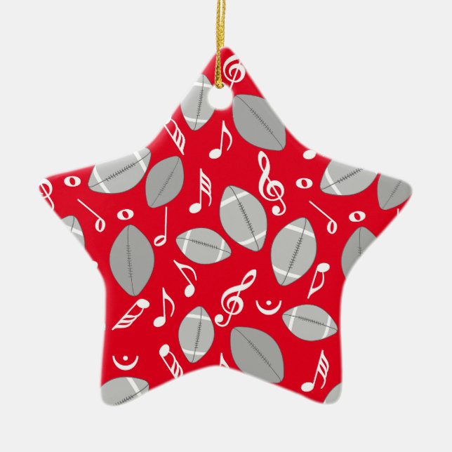Music Notes Footballs Ceramic Ornament (Front)