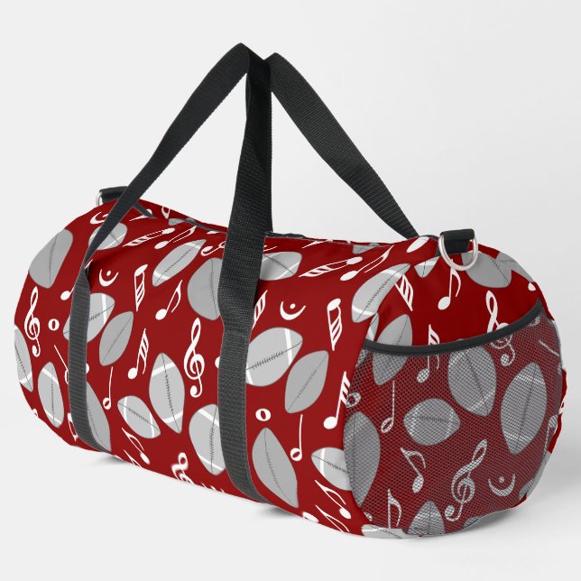 Music Notes Footballs Duffle Bag (Right Corner)