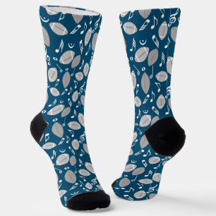 Music Notes Footballs Socks