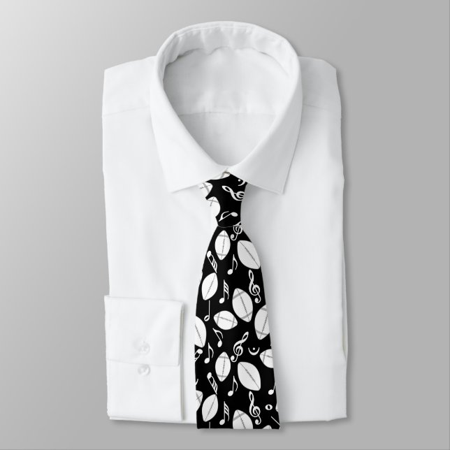 Music Notes Footballs Tie (Tied)