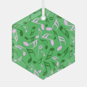 Music Notes Green Glass Ornament